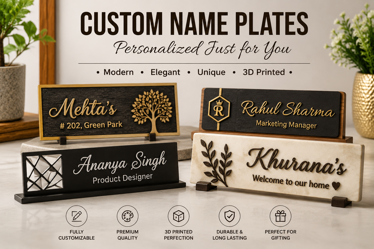 Custom Name Plates: The Perfect Personalized Decor for Home, Office & Gifts